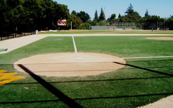 synthetic field turf on a baseball field