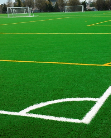 artificial field turf on a soccer field