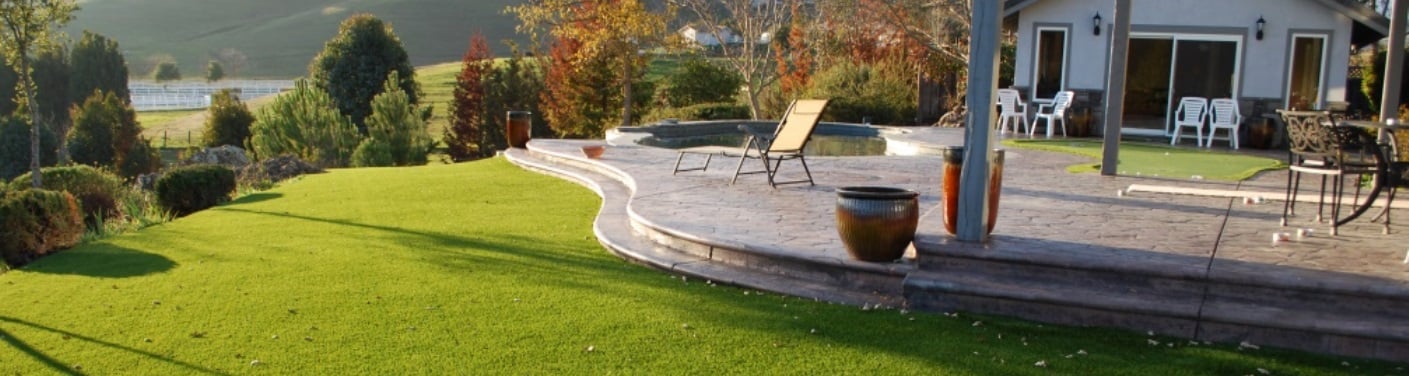 residential artificial turf in a backyard
