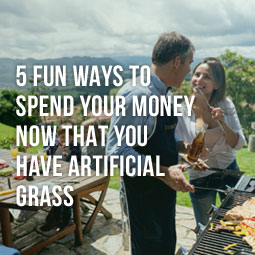 Family enjoying the saved money on a staycation now that they have artficial grass