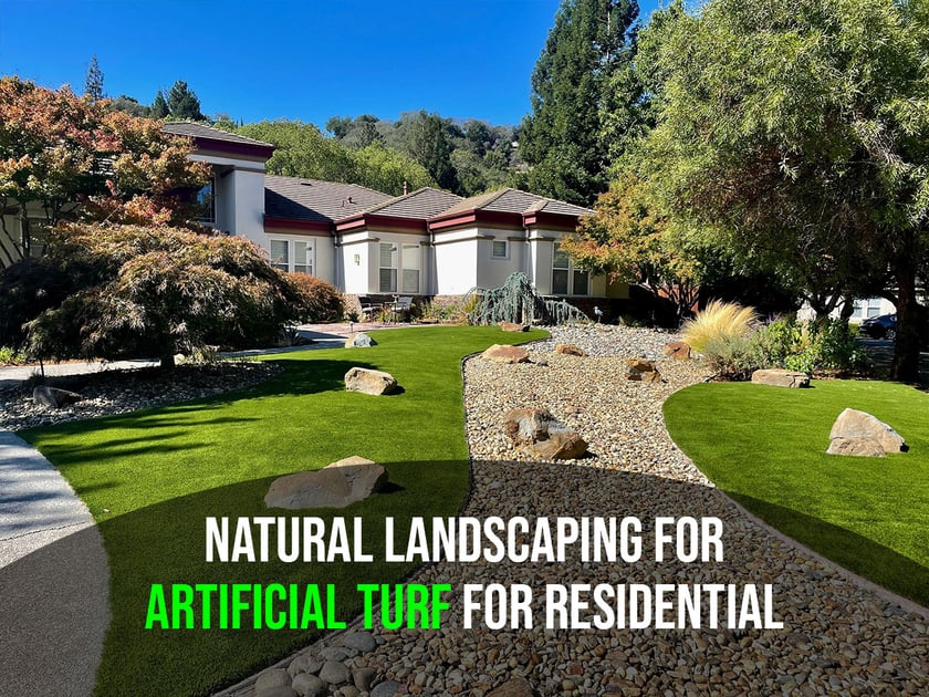 Artificial Turf for Residential Lawns + Natural Landscaping Elements