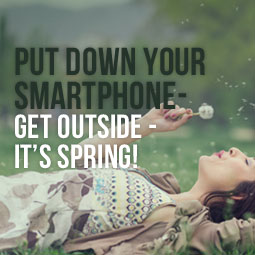 woman enjoying spring without smartphone
