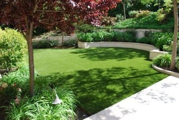 Back yard with artificial turf in san francisco