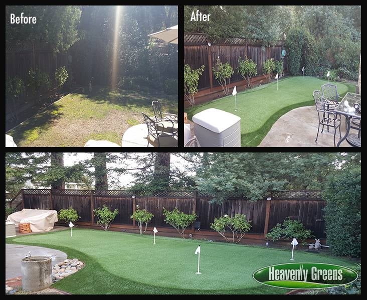 Ugly California Lawn Replaced with Artificial Putting Green