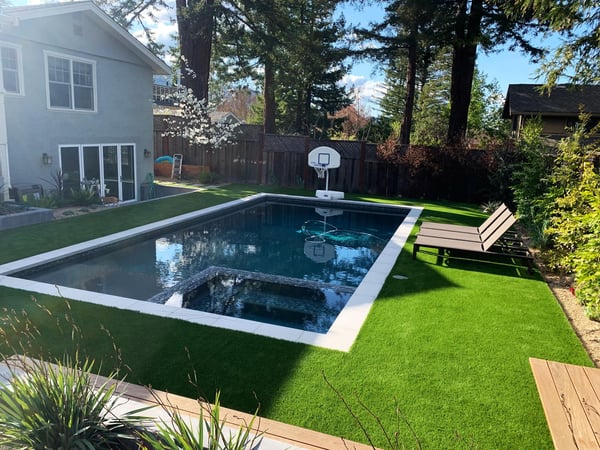 outdoor pool artificial grass