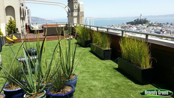 synthetic grass on patio