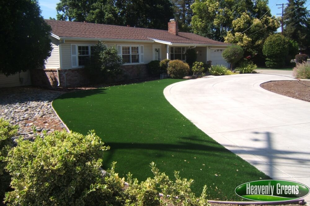 front yard with synthetic turf