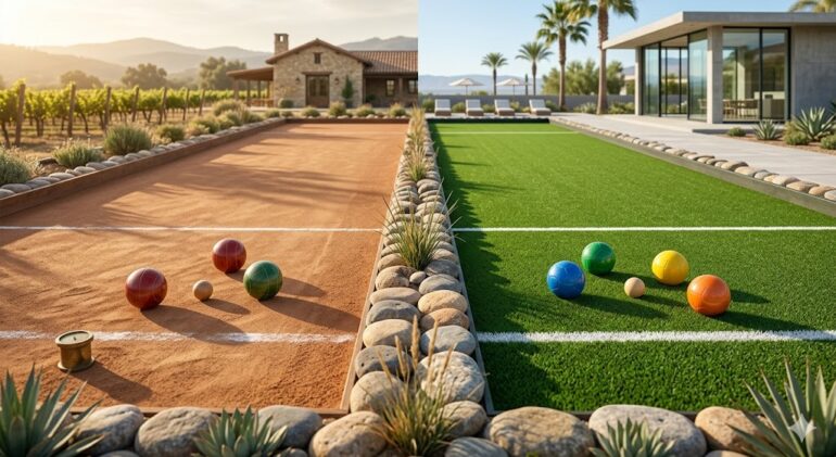 natural clay vs bocce ball turf