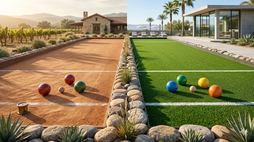 natural clay vs bocce ball turf
