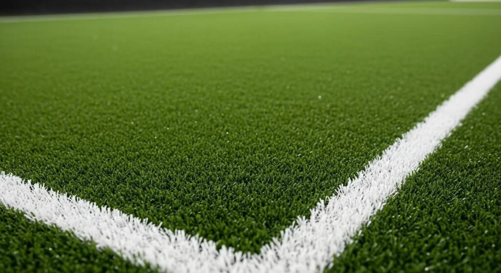 Bocce ball turf with vibrant green synthetic grass and crisp white markings, designed for durability and low maintenance, showcased as an ideal feature for luxury backyards by Heavenly Greens in San Jose, CA.