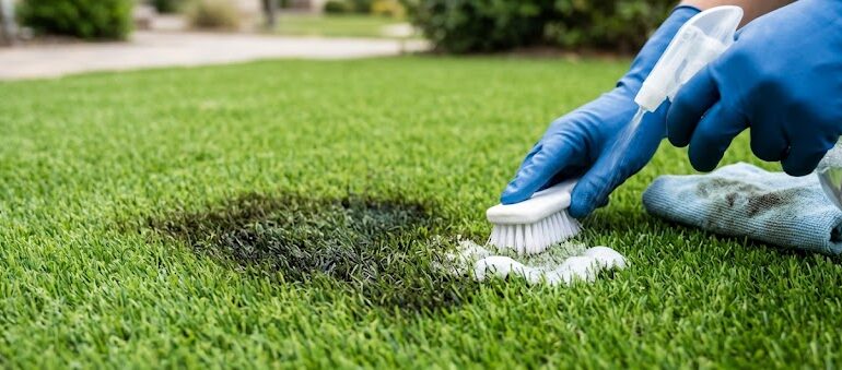 removing oil stains from artificial turf